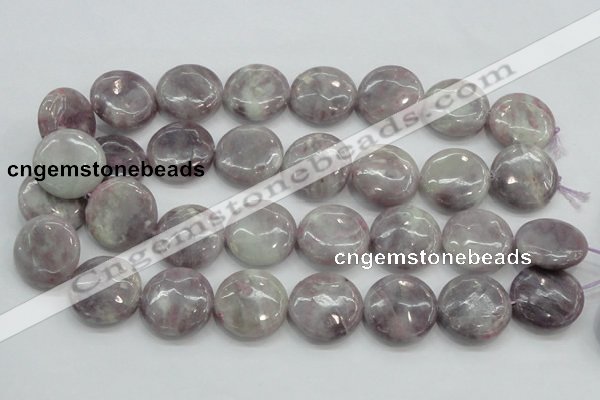 CLI57 15.5 inches 25mm flat round natural lilac jasper beads wholesale