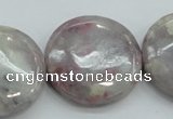 CLI58 15.5 inches 30mm flat round natural lilac jasper beads wholesale