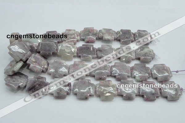 CLI66 15.5 inches 25*25mm cross natural lilac jasper beads wholesale