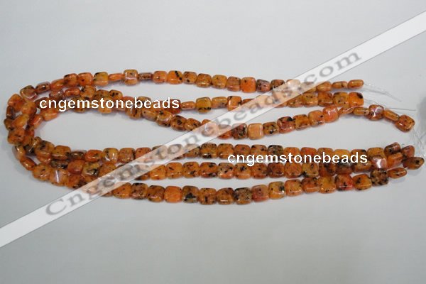 CLJ252 15.5 inches 8*8mm square dyed sesame jasper beads wholesale