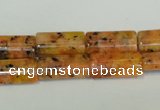 CLJ301 15.5 inches 8*16mm flat tube dyed sesame jasper beads wholesale