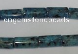 CLJ305 15.5 inches 8*16mm flat tube dyed sesame jasper beads wholesale