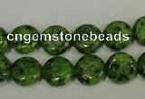 CLJ312 15.5 inches 12mm flat round dyed sesame jasper beads wholesale