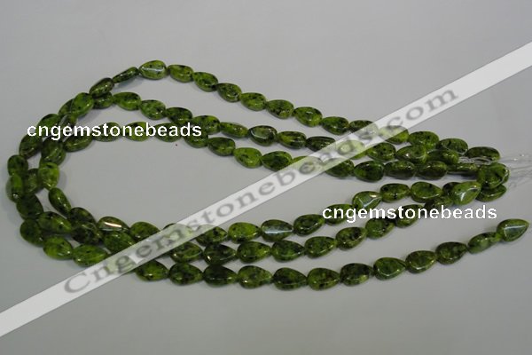 CLJ330 15.5 inches 8*12mm flat teardrop dyed sesame jasper beads