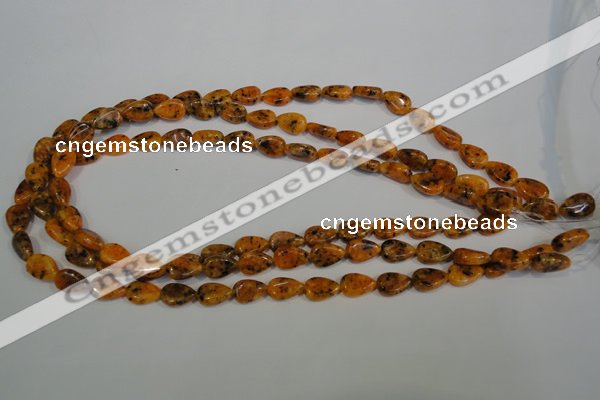 CLJ331 15.5 inches 8*12mm flat teardrop dyed sesame jasper beads