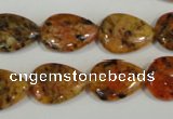 CLJ336 15.5 inches 13*18mm flat teardrop dyed sesame jasper beads