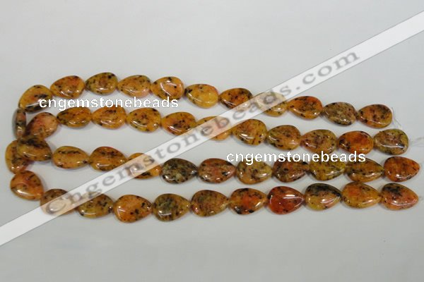 CLJ336 15.5 inches 13*18mm flat teardrop dyed sesame jasper beads