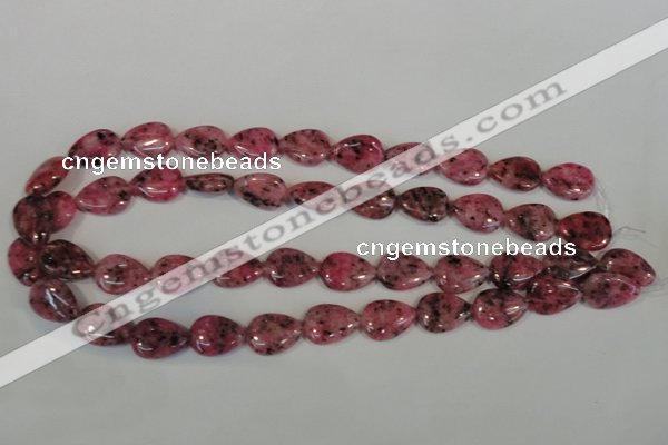 CLJ337 15.5 inches 13*18mm flat teardrop dyed sesame jasper beads