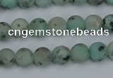 CLJ410 15.5 inches 4mm round matte sesame jasper beads wholesale