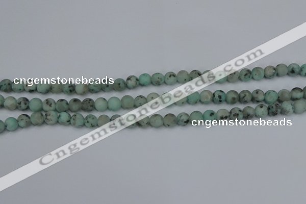 CLJ410 15.5 inches 4mm round matte sesame jasper beads wholesale