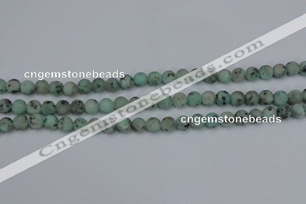 CLJ411 15.5 inches 6mm round matte sesame jasper beads wholesale