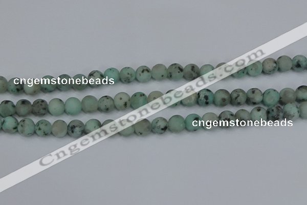 CLJ412 15.5 inches 8mm round matte sesame jasper beads wholesale