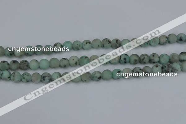 CLJ412 15.5 inches 8mm round matte sesame jasper beads wholesale