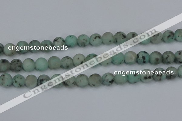 CLJ415 15.5 inches 14mm round matte sesame jasper beads wholesale