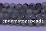 CLJ420 15.5 inches 4mm faceted round sesame jasper beads
