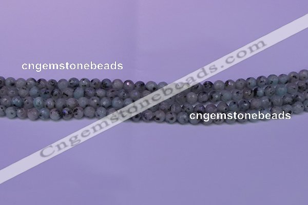 CLJ420 15.5 inches 4mm faceted round sesame jasper beads