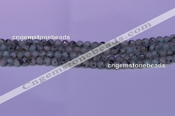 CLJ421 15.5 inches 6mm faceted round sesame jasper beads