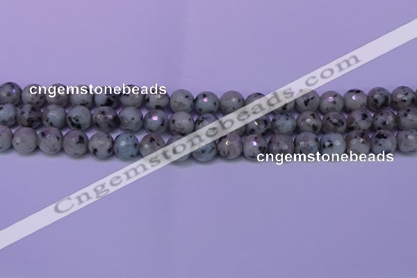 CLJ423 15.5 inches 10mm faceted round sesame jasper beads