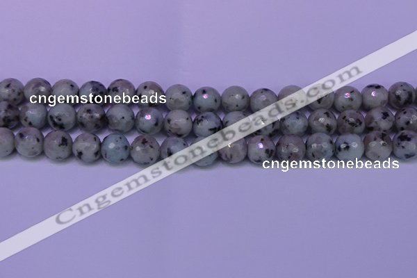 CLJ424 15.5 inches 12mm faceted round sesame jasper beads