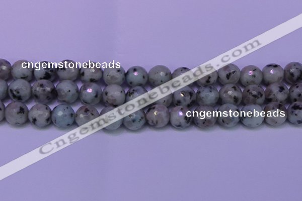 CLJ425 15.5 inches 14mm faceted round sesame jasper beads