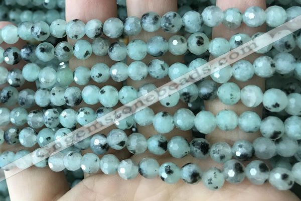 CLJ430 15.5 inches 6mm faceted round sesame jasper beads