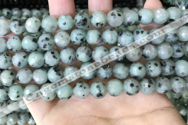 CLJ431 15.5 inches 8mm faceted round sesame jasper beads