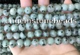 CLJ432 15.5 inches 10mm faceted round sesame jasper beads