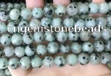 CLJ433 15.5 inches 12mm faceted round sesame jasper beads