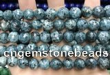 CLJ572 15 inches 10mm faceted round sesame jasper beads