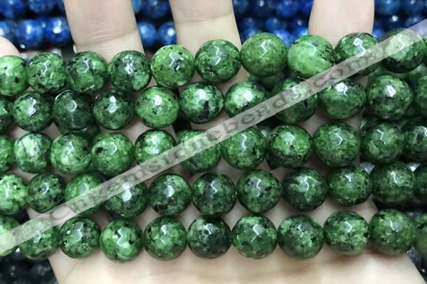 CLJ576 15 inches 10mm faceted round sesame jasper beads