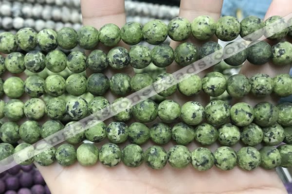 CLJ593 15 inches 8mm round matte sesame jasper beads