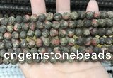 CLJ596 15 inches 8mm round matte sesame jasper beads