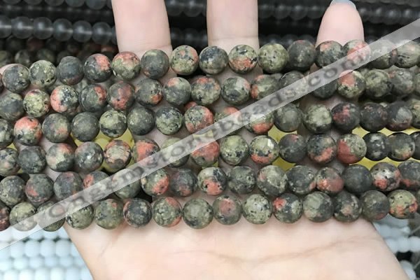 CLJ596 15 inches 8mm round matte sesame jasper beads