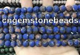 CLJ597 15 inches 8mm round matte sesame jasper beads