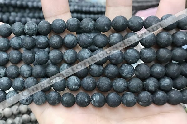 CLJ599 15 inches 8mm round matte sesame jasper beads