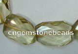 CLQ05 faceted freeform brick natural lemon quartz beads