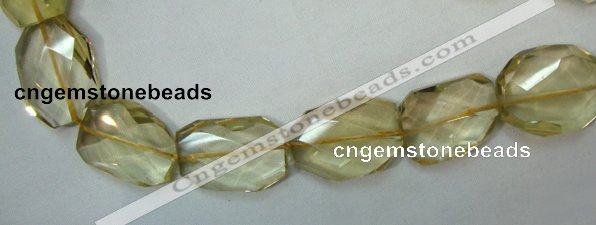 CLQ05 faceted freeform brick natural lemon quartz beads