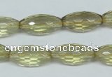 CLQ12 15.5 inches 10*20mm faceted rice natural lemon quartz beads
