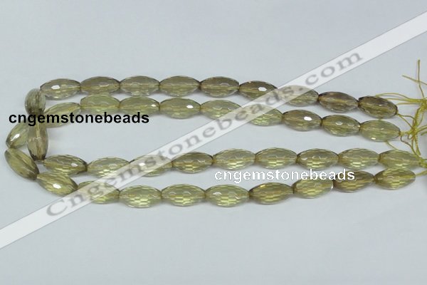 CLQ12 15.5 inches 10*20mm faceted rice natural lemon quartz beads