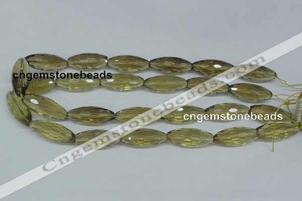 CLQ14 15.5 inches 12*30mm faceted rice natural lemon quartz beads