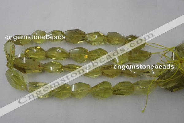 CLQ175 14*20mm – 16*28mm faceted nuggets natural lemon quartz beads