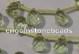 CLQ250 Top-drilled 8*12mm faceted teardrop natural lemon quartz beads