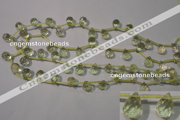 CLQ250 Top-drilled 8*12mm faceted teardrop natural lemon quartz beads