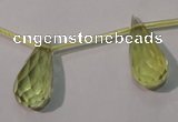 CLQ252 Top-drilled 10*20mm faceted teardrop natural lemon quartz beads