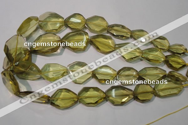 CLQ262 15.5 inches 10*25mm – 25*33mm faceted freeform lemon quartz beads