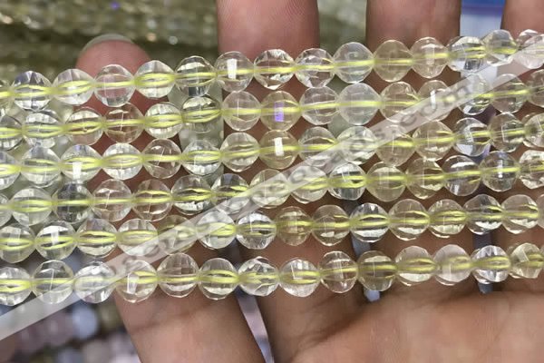 CLQ321 15.5 inches 6mm faceted round natural lemon quartz beads