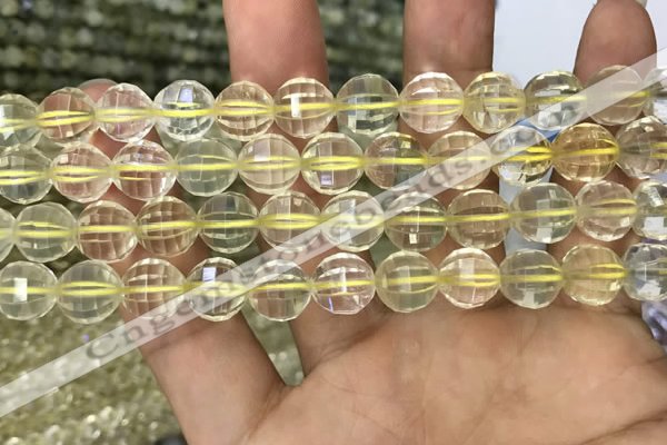 CLQ323 15.5 inches 10mm faceted round natural lemon quartz beads