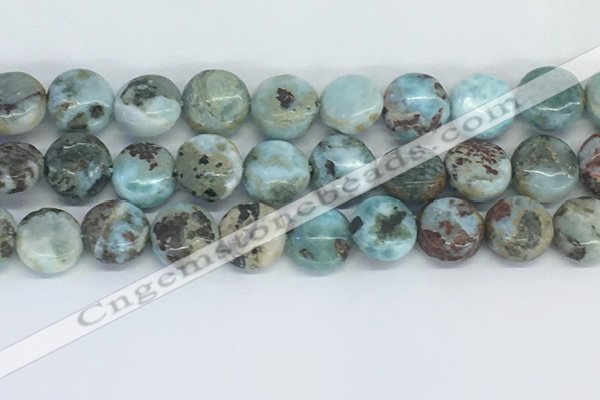 CLR129 15.5 inches 10mm flat round larimar gemstone beads