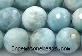 CLR156 15 inches 9mm faceted round larimar gemstone beads