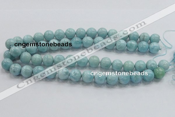 CLR21 15.5 inches 14mm round grade AA natural larimar gemstone beads